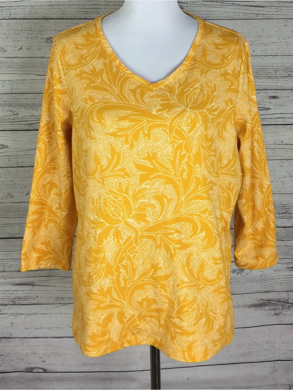 Kim Rogers Perfectly Soft Knit Top Size XL Women’s Paisley V-Neck 100% Cotton
N